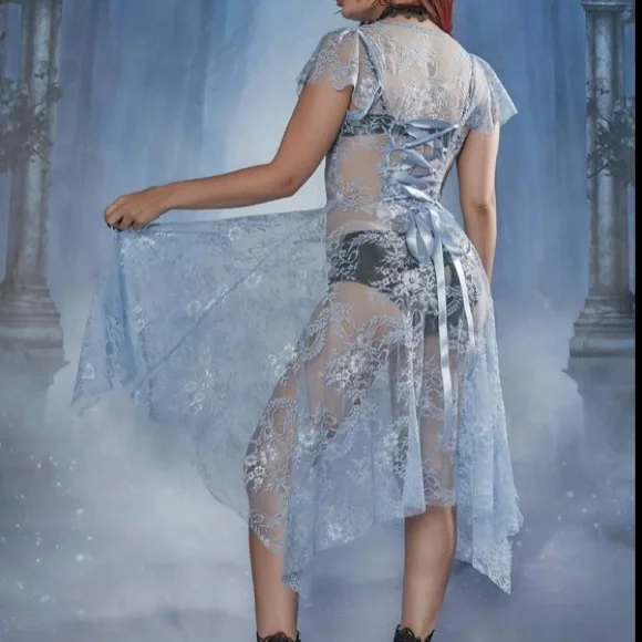 NWT Ethereal Dolls Kill Widow Blue Floral Lace Dress - Picture 10 of 10